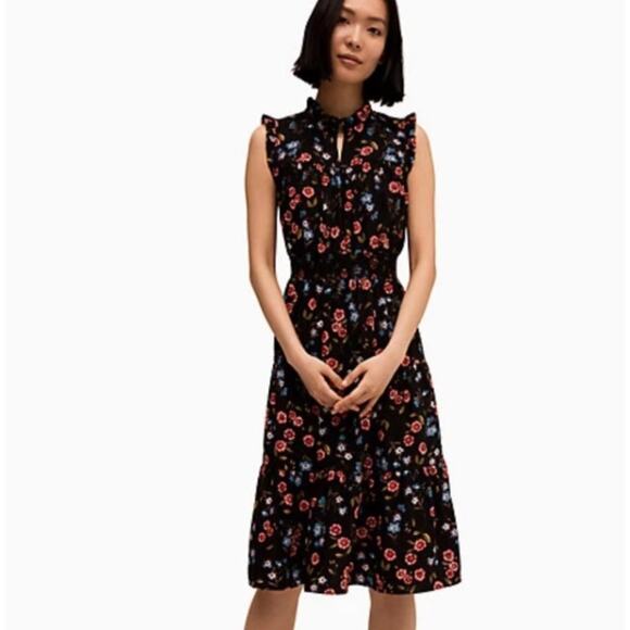 Kate Spade Dress Wild Ones Meadow Smocked Waist Womens 5/6 Floral Fairycore - Picture 1 of 8